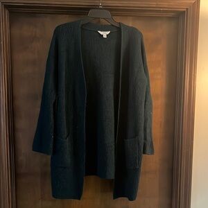 Time and Tru Black Cardigan Sweater Open-Front